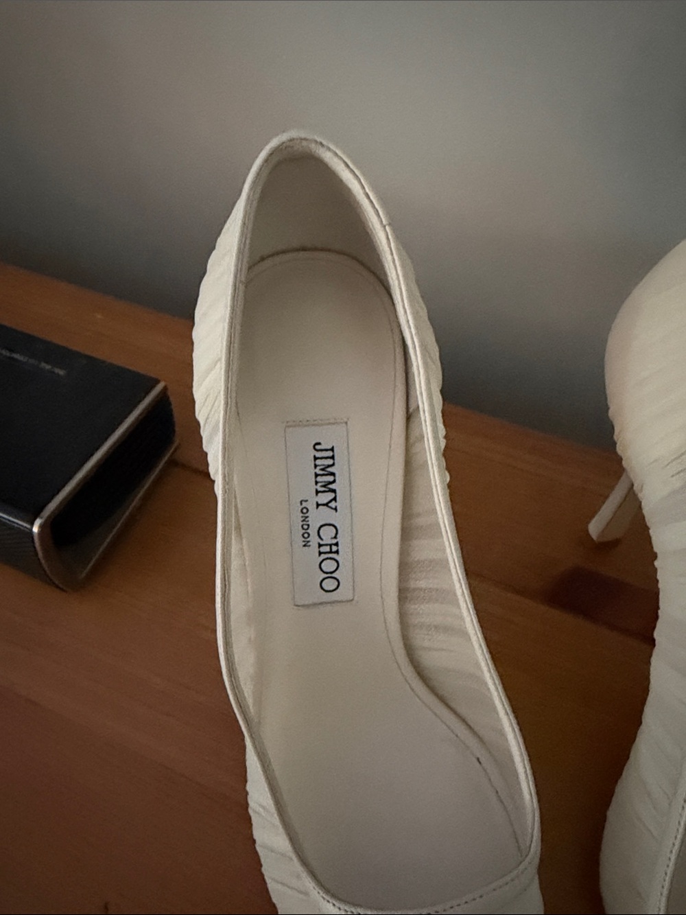 Jimmy Choo Cream Pointed-Toe Ruched Pumps - Picture 2 of 7